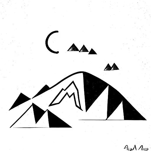 trapezoid shaped hill with vinyards tattoo design idea