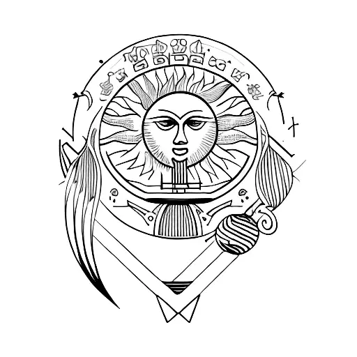 apollo lyre sun  tattoo design idea