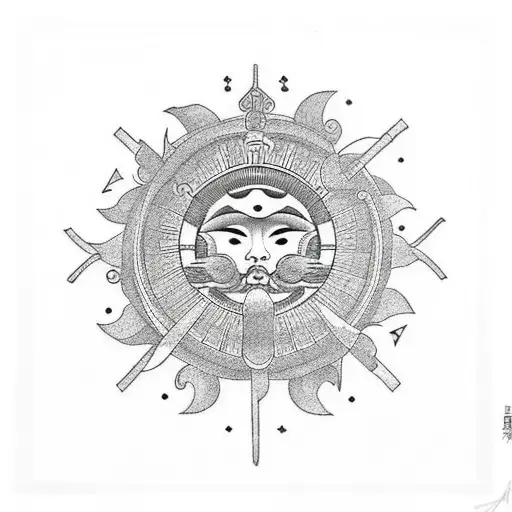 apollo lyre sun tattoo design idea