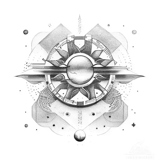 apollo lyre sun tattoo design idea