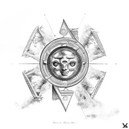 apollo lyre sun tattoo design idea