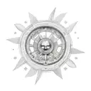 apollo lyre sun tattoo design idea