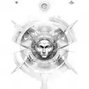 apollo lyre sun tattoo design idea