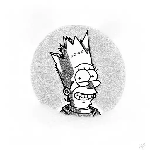 bart simpson with the letters "CLB 56" tattoo design idea