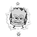 bart simpson with the letters "CLB 56" tattoo design idea