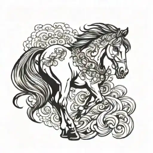 horse with Hannah in Chinese  tattoo design idea