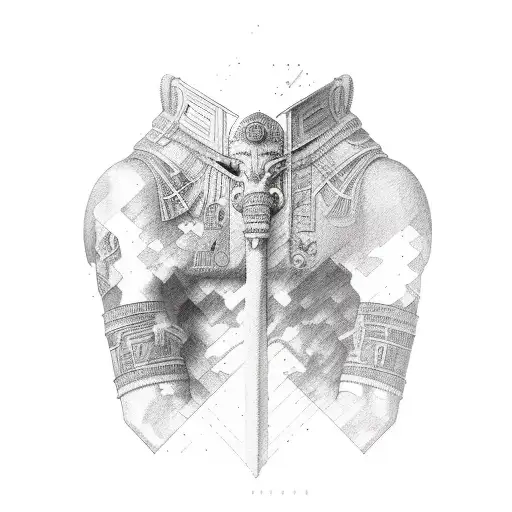 god sleeve ranging from anubus to the roman empire tattoo design idea