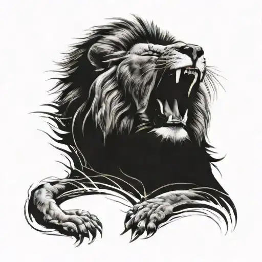 lion roaring with lightinng bold blackwork tattoo tattoo design idea