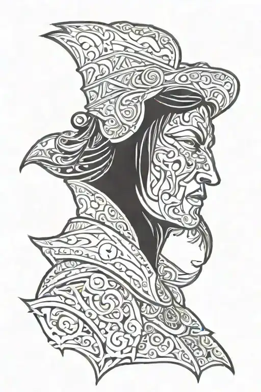 king warrior lover magician tattoo design idea