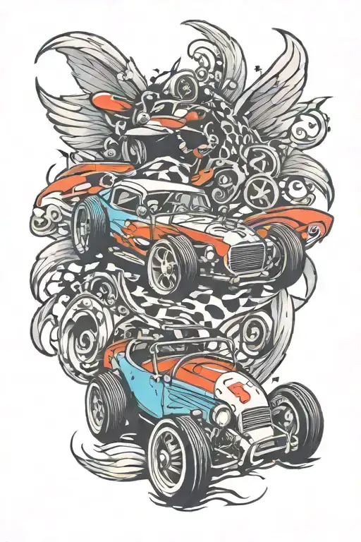 car racing tattoo design idea