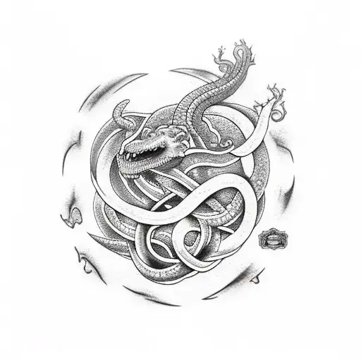 jormungandr and yggdrasil tattoo design idea