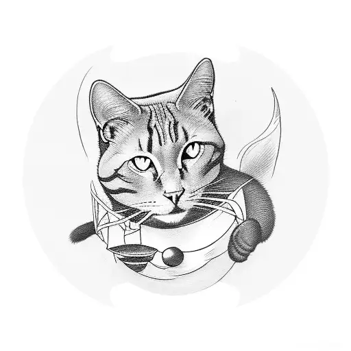 black cat on tarot card  tattoo design idea