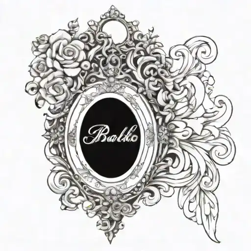 mirror reflection, what was I made for lyrics incorporated into the design, gothic, barbie tattoo design idea