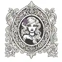 mirror reflection, lyrics incorporated into the design, gothic, barbie tattoo design idea