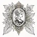 mirror reflection, lyrics incorporated into the design, gothic, barbie tattoo design idea