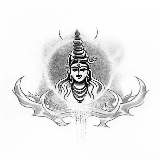 Mahadev tattoo on center chest tattoo design idea