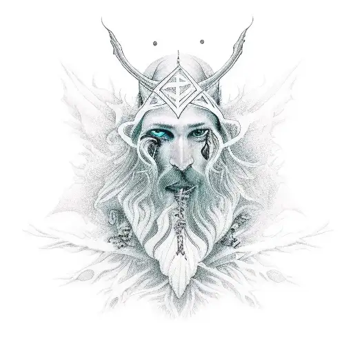 white magic forest shaman witch tattoo design idea