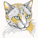 cybersigilism cat curled tattoo design idea