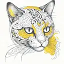 cybersigilism cat curled tattoo design idea