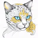 cybersigilism cat curled tattoo design idea