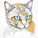 cybersigilism cat curled tattoo design idea