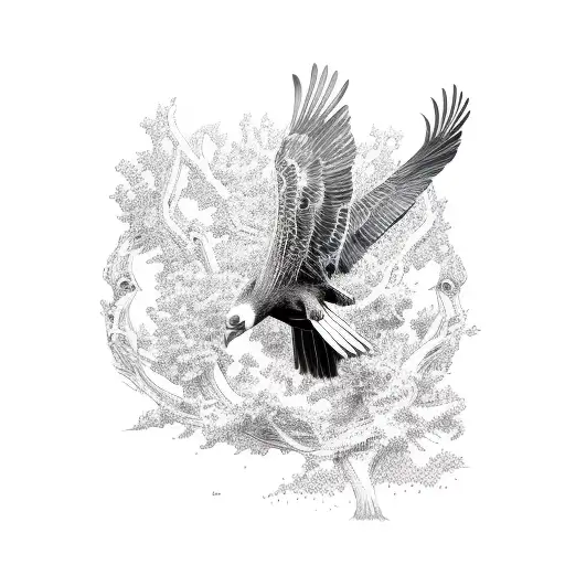 vulture sitting on tree  tattoo design idea