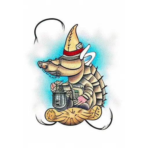 armadillo cowboy tattoo design idea
