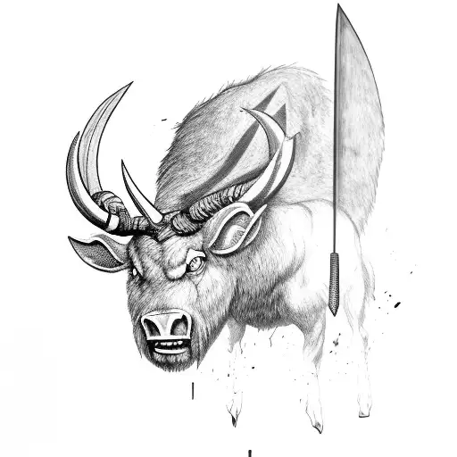Minotaur with axe tattoo design idea