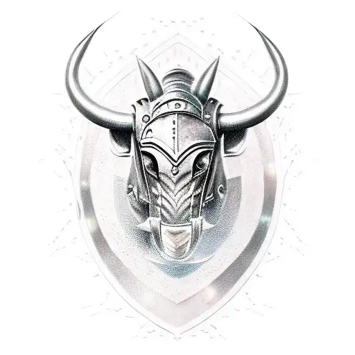 armoured minotaur tattoo design idea
