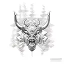 armoured minotaur tattoo design idea