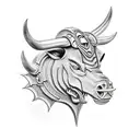 armoured minotaur tattoo design idea