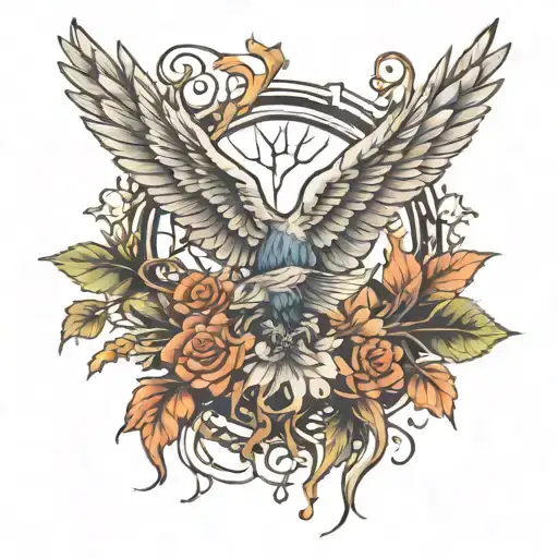 roots and wings tattoo design idea