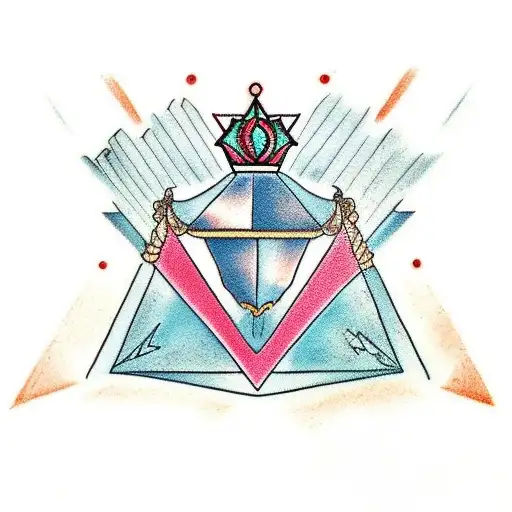 Make a triangle and in it needs to be these symbols: Crown, Rose, Sea, Strength tattoo design idea