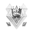 Make a triangle and in it needs to be these symbols: Crown, Rose, Sea, Strength tattoo design idea