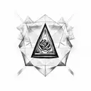 Make a triangle and in it needs to be these symbols: Crown, Rose, Sea, Strength tattoo design idea