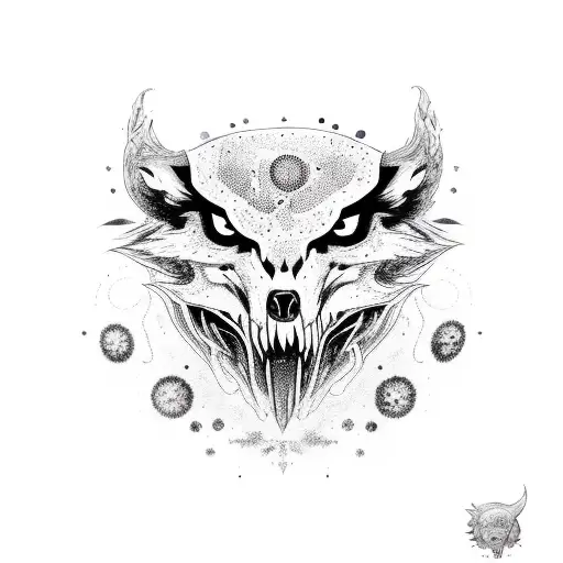 lobos y galaxia tattoo design idea