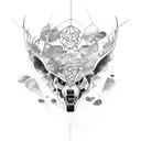 lobos y galaxia tattoo design idea