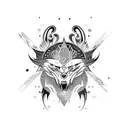 lobos y galaxia tattoo design idea