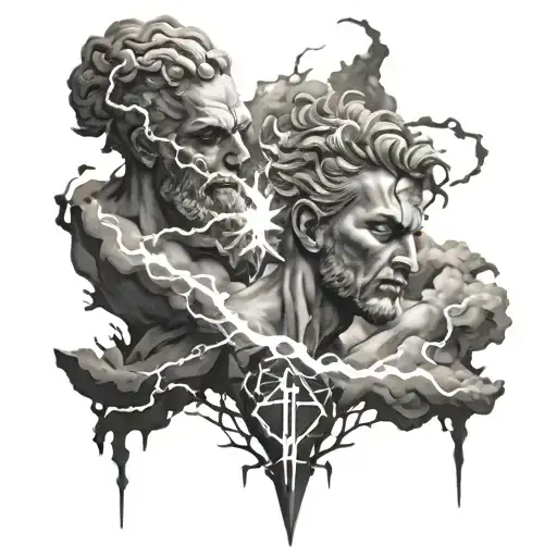 stoicism tattoo with lightning in back tattoo design idea