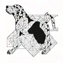 A geometric design representing the ups and downs of trading, with a silhouette of a beagle dog incorporated into the pattern tattoo design idea