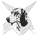 A geometric design representing the ups and downs of trading, with a silhouette of a beagle dog incorporated into the pattern tattoo design idea