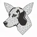 A geometric design representing the ups and downs of trading, with a silhouette of a beagle dog incorporated into the pattern tattoo design idea