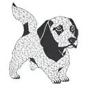 A geometric design representing the ups and downs of trading, with a silhouette of a beagle dog incorporated into the pattern tattoo design idea