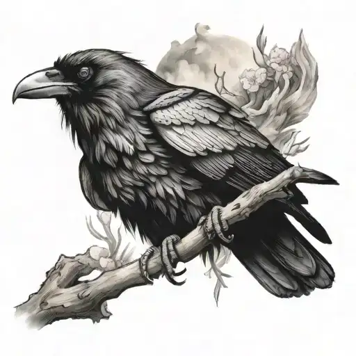 Japanese raven tattoo design idea