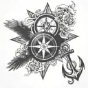 Eagle anchor compass rose  tattoo design idea