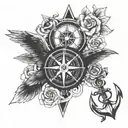 Eagle anchor compass rose  tattoo design idea