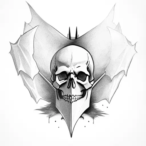 skull with bat wings  tattoo design idea