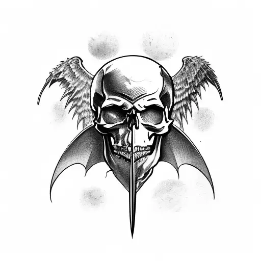 skull with bat wings  tattoo design idea