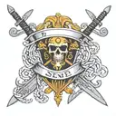 crossed swords connected by chains wrapped by the Snee family crest tattoo design idea