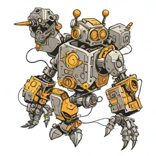 robot playing tattoo design idea